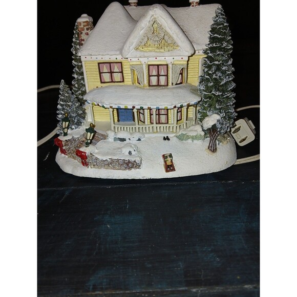 Thomas Kinkade Set Of 2 Houses W/ Snow Christmas Village - Picture 2 of 4
